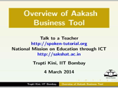 Overview of Aakash Business Tool