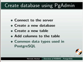 Overview of RDBMS - PostgreSQL