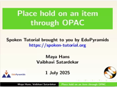 Place hold on an item through OPAC - thumb