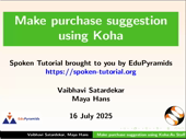 Make purchase suggestion using Koha - thumb