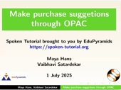 Make purchase suggestions through OPAC - thumb