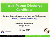 Issue Patron Discharge Certificate - thumb